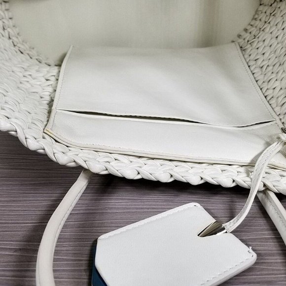 Balenciaga Tresse Calf Fringed Off White Leather Tote - Picture 7 of 13